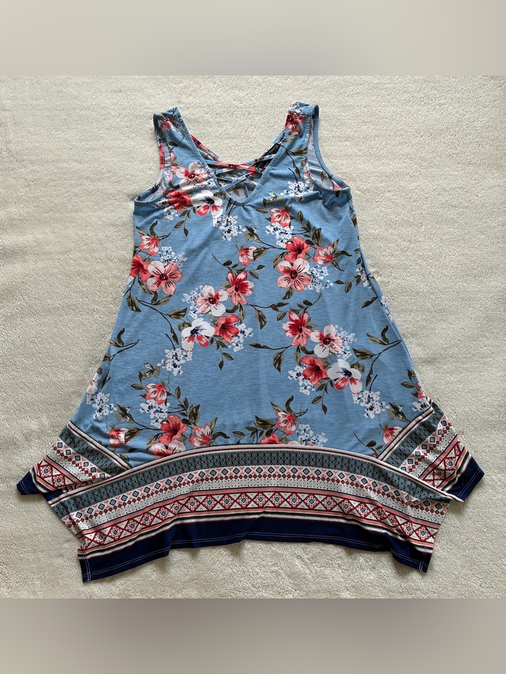 Blue Floral and Tribal Tent Dress size XS